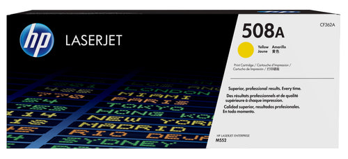 HP 508A Yellow LaserJet Ent M552/M553 Toner Cartridge Yield 5000 PGS
