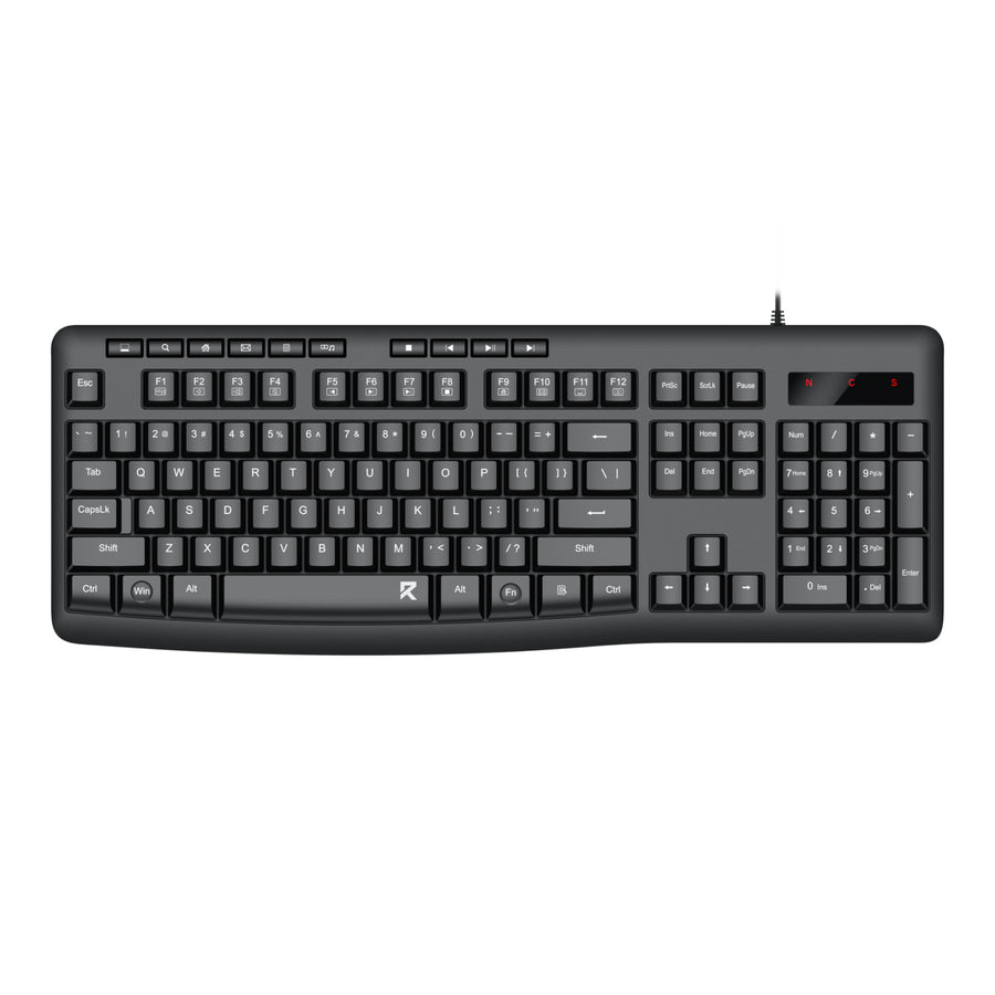 Redragon BK-7366 Full-size Ergonomic Wired Membrane Office Keyboard - Black