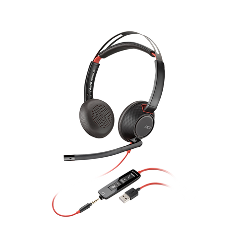 Poly Blackwire 3320 Stereo Microsoft Teams Certified USB-C Headset +USB-C/A Adapter