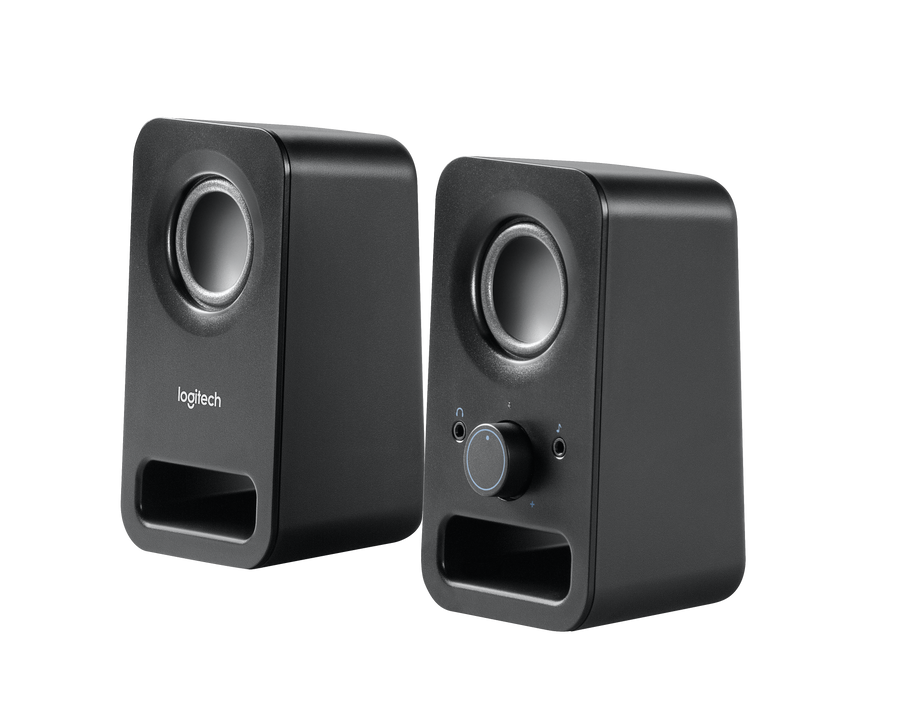 Logitech Compact stereo speakers with 6W peak power. Dual input…