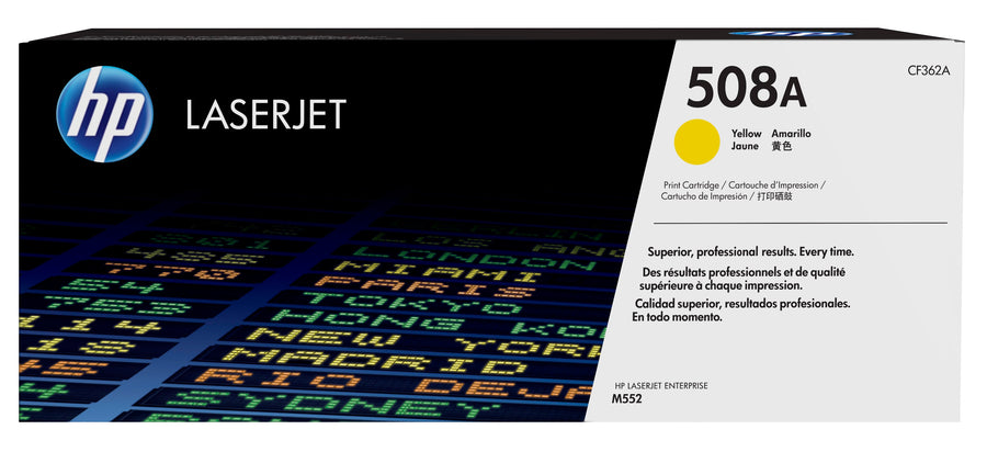 HP 508A Yellow LaserJet Ent M552/M553 Toner Cartridge Yield 5000 PGS