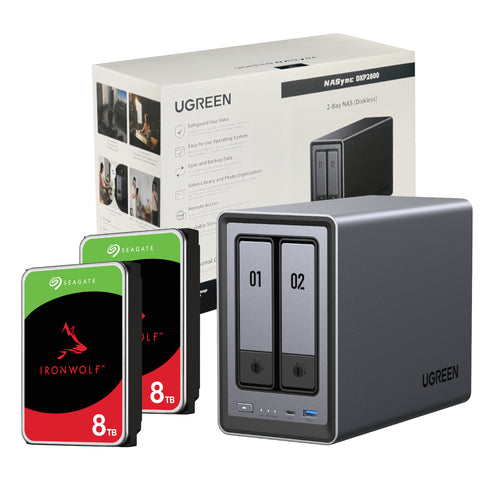 UGreen NASync DXP2800 2 Bay NAS with Seagate Ironwolf NAS 16TB SATA…