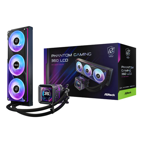 ASRock Phantom Gaming 360 LCD All-in-one Liquid CPU Cooler - Black