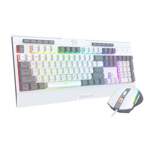 Redragon S151 Wired RGB Gaming Keyboard and Mouse Combo - White and Grey